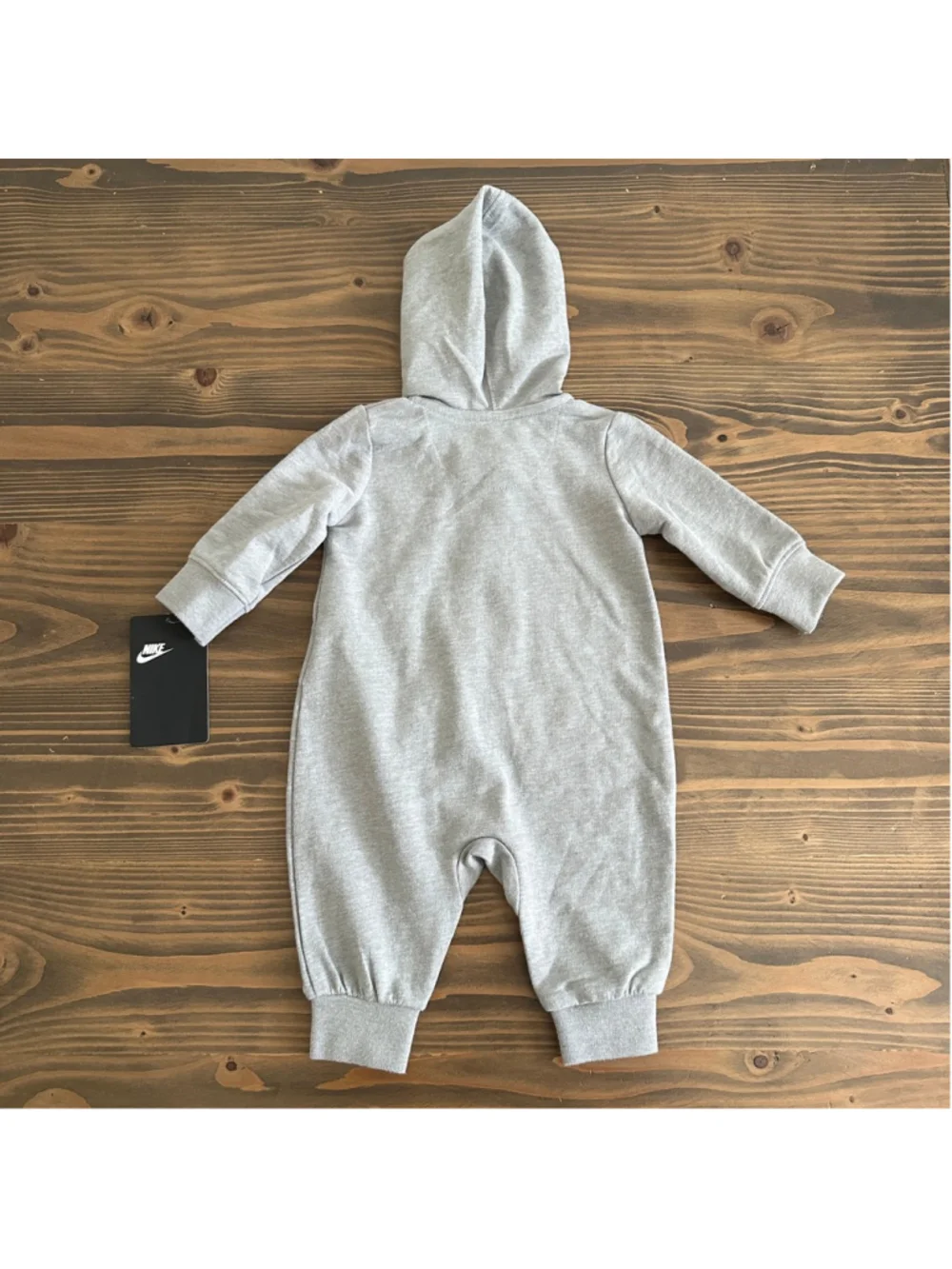 Nike Baby Hooded Romper 3M Gray Full Zip One Piece NWT